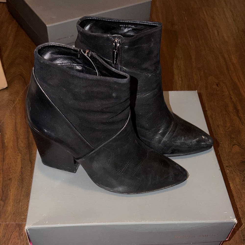 Vince Camuto Black Leather Ankle Booties